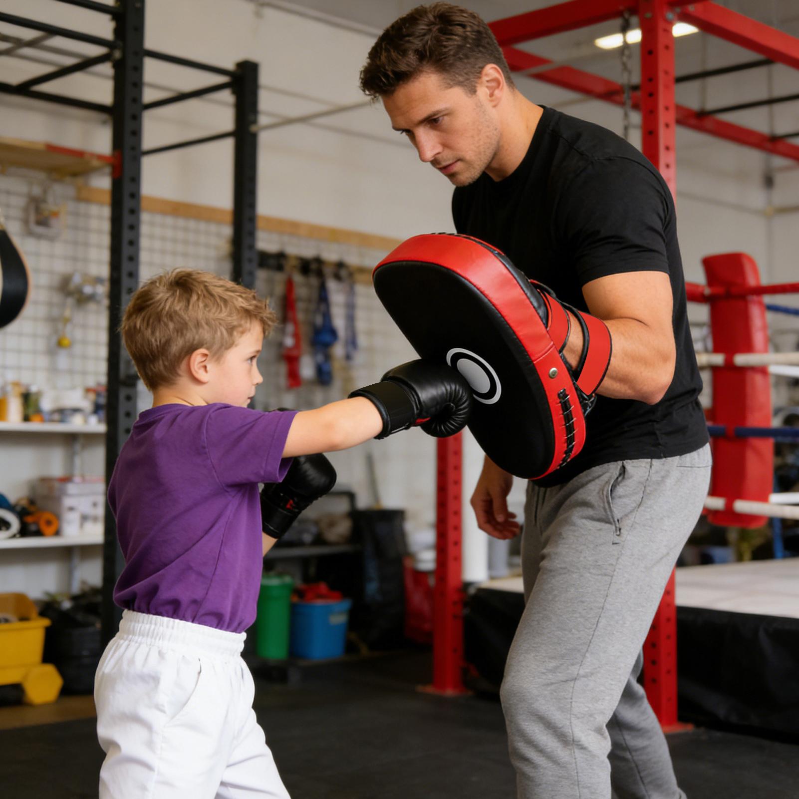 Home Gym Women - แผ่นรองซ้อมมวยหนัง PU แบบโค้ง อุปกรณ์ฝึกเตะสำหรับคิกบ็อกซิ่ง สำหรับเด็ก ผู้ใหญ่