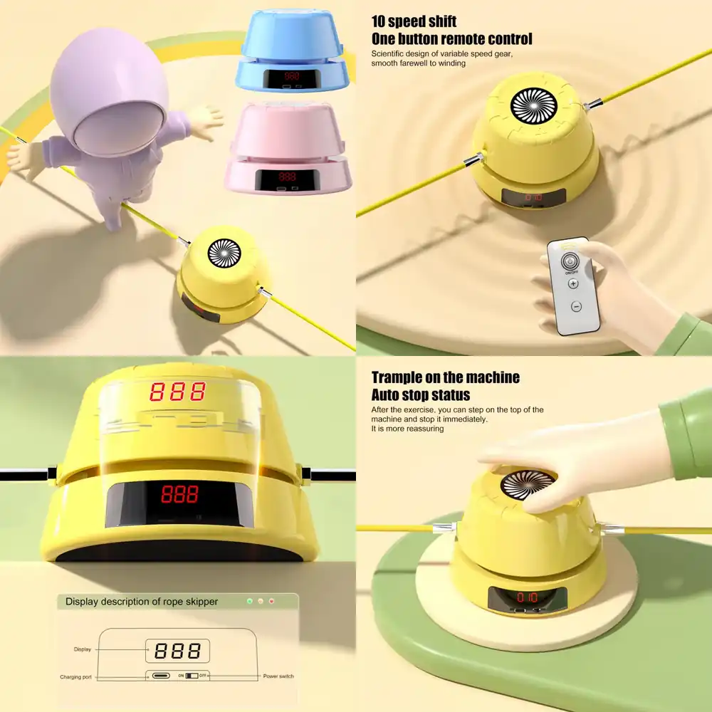 Home Gym Kids - WAP01 เครื่องกระโดดเชือกไฟฟ้าอัจฉริยะ พร้อมระบบนับจำนวนครั้งกระโดด ควบคุมด้วยรีโมท หน้าจอ LED