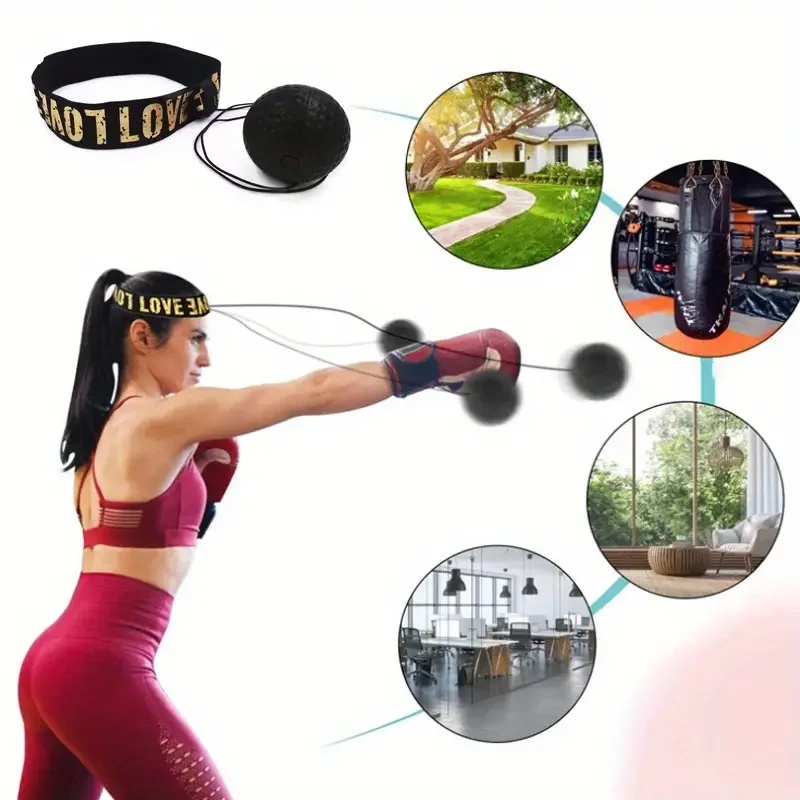 Home Gym Online - 1/3 ชิ้น ลูกบอลฝึกความเร็วสำหรับชกมวย ติดตั้งบนศีรษะ วัสดุ PU