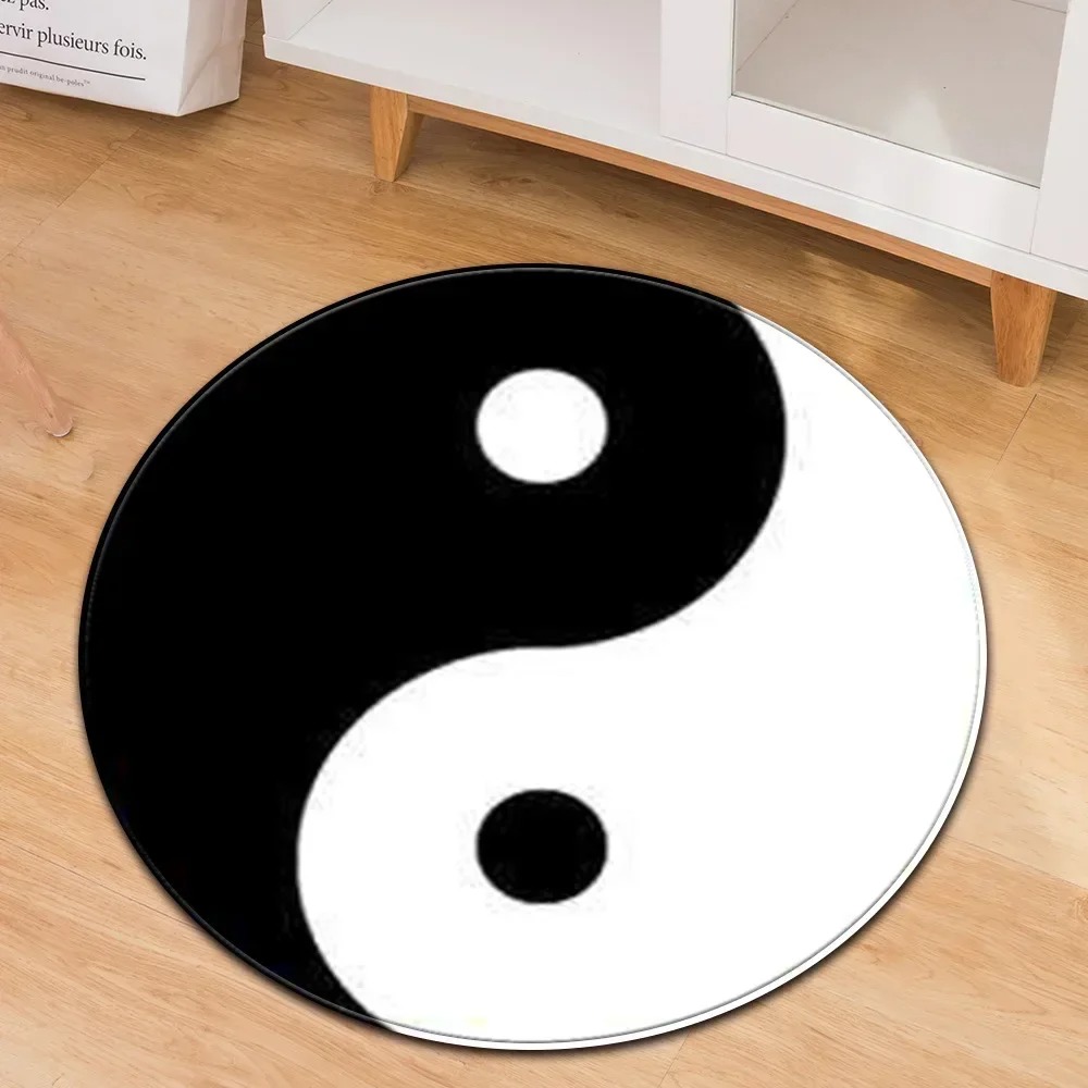 Home Gym Ideas - Yin Yang Taiji รอบพรมดอกไม้แห่งชีวิต GYM พระพุทธรูปอินเดียรูปปั้นโยคะสมาธิเสื่อลื่นเก้าอี้ตกแต่ง