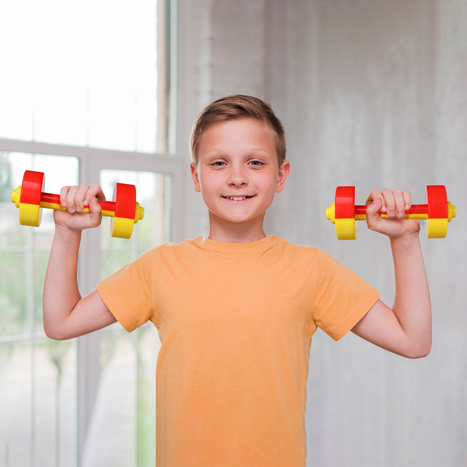 Home Gym Kids - 1 คู่เด็กดัมเบลพลาสติก บาร์เบล ฟิตเนสสำหรับเด็ก ยกน้ำหนักขนาดเล็ก อุปกรณ์ออกกำลังกาย