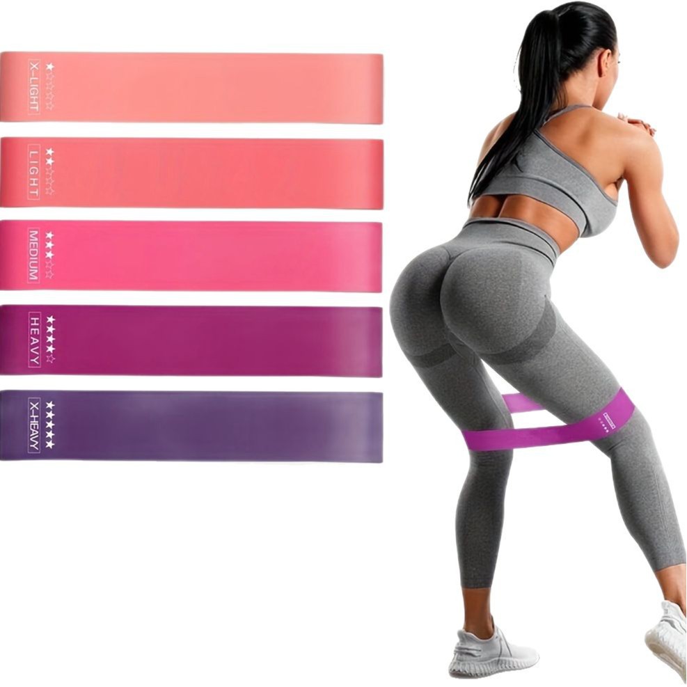 Resistance Band Heavy - ชุดยางยืดออกกำลังกาย 5 ชิ้น ยางยืดออกกำลังกายแบบพกพาสำหรับโยคะ พิลาทิส ยิม