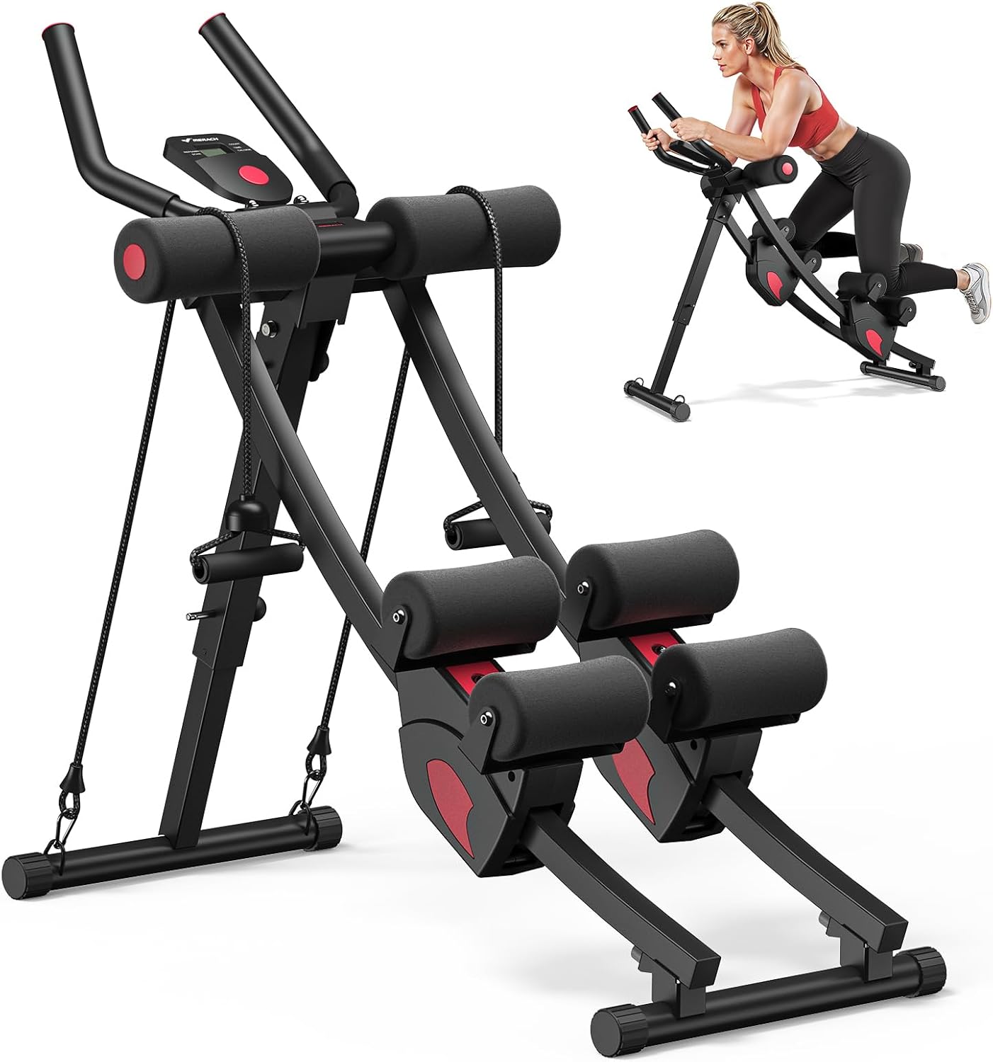 Home Gym Foldable - โฮมยิม, เหล็กแข็งแรงทนทาน, สีดำ, เครื่องฝึกกล้ามเนื้อหน้าท้องแบบปรับได้ รองรับน้ำหนักได้ 440