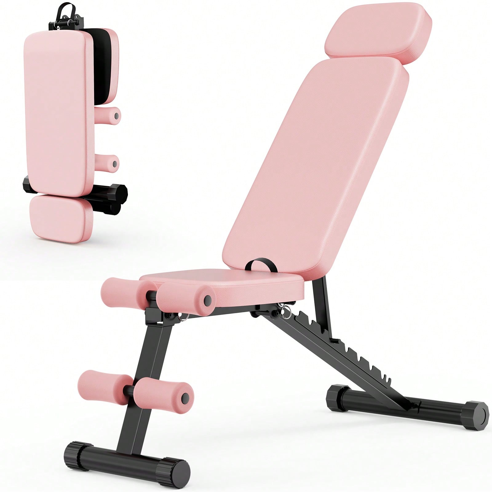 Home Gym Luxury - GIKPAL ม้านั่งยกน้ำหนักปรับได้ 9 ระดับ, ม้านั่งออกกำลังกายแบบพับได้สำหรับยิมที่บ้าน, ฝึกความแข็งแรงทั่วร่างกาย,