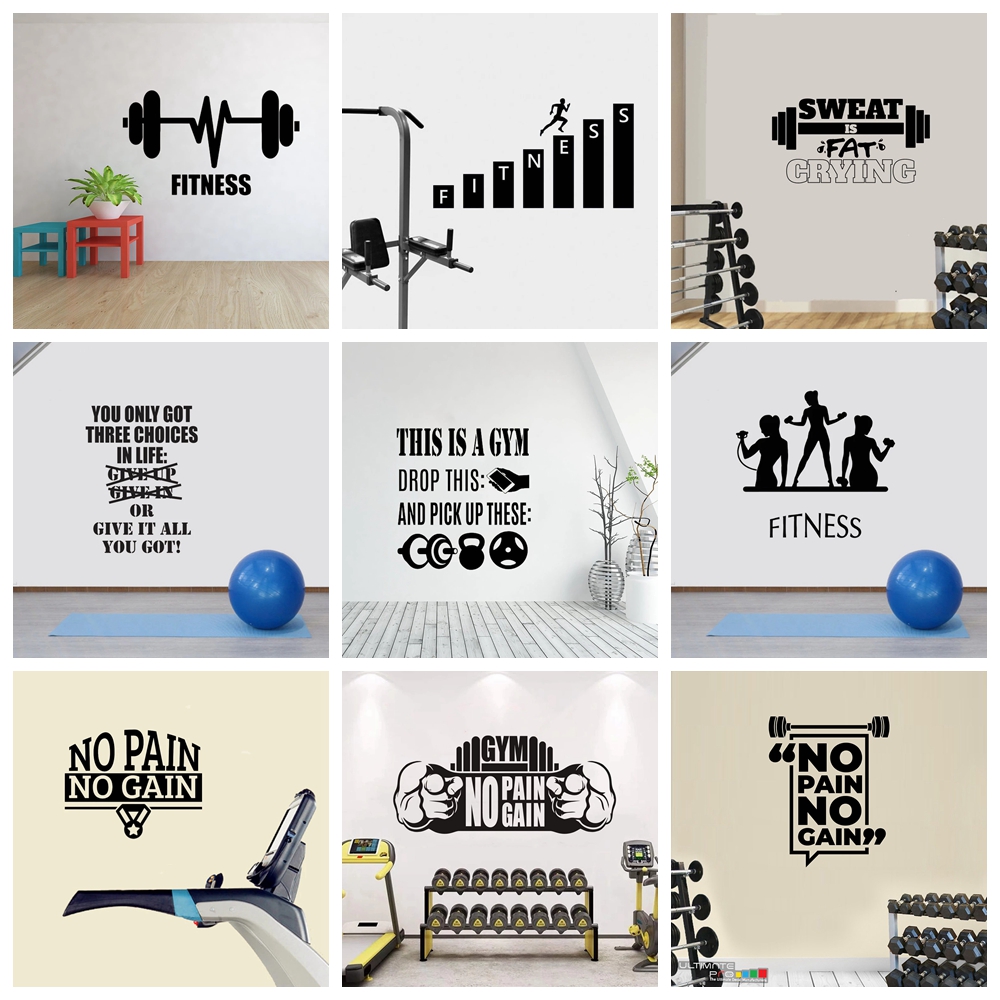 Home Gym Kids - สติกเกอร์ติดผนังลายวัฒนธรรมสำหรับออกกำลังกาย1ชิ้นของตกแต่งการตกแต่งบ้านสำหรับห้องเด็กห้องนั่งเล่น hiasan kamar วอลเปเปอร์ตกแต่งศิลปะ