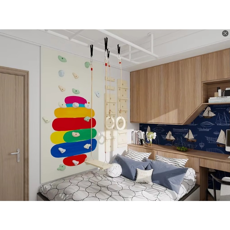 ผนังปีนป่ายไม้สำหรับเด็กในร่ม  - Home Gym Kids บทวิจารณ์และราคา